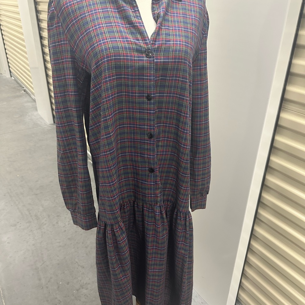 Skandi Plaid Vintage Midi Dress